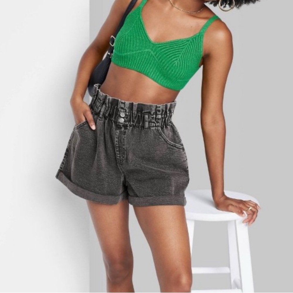 NWOT, Wild Fable High Rise Pull-On Paperbag Denim Shorts, XS